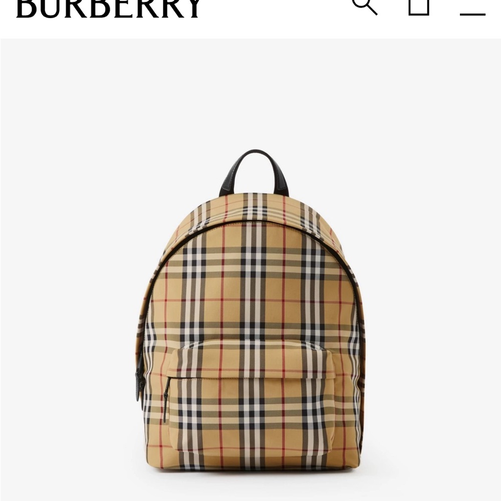 Burberry Tan and Black Backpack with Iconic Check Design